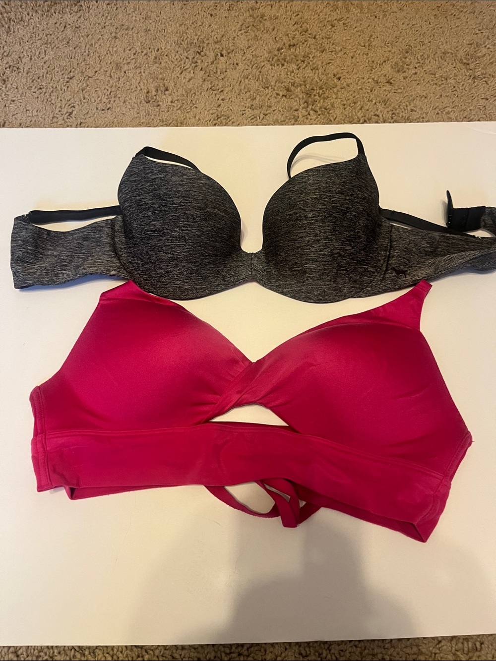 PINK Victoria's Secret Gray and Hot Pink Bras